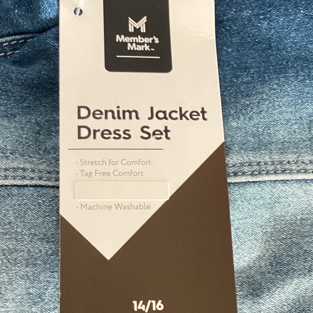 Members Mark  Juniors Pink Dress with Denim Jacket 14/16 - Picture 6 of 6